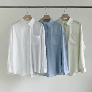 [신세계라이브쇼핑][옷자락] 여성 빅사이즈 단색 포켓 루즈핏 사무실 셔츠 봄용