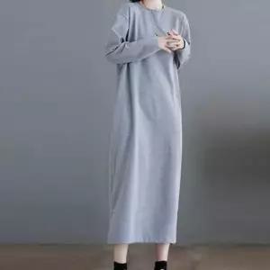 [신세계라이브쇼핑][옷자락] 여성 간절기 루즈핏 티셔츠 라운드 롱드레스