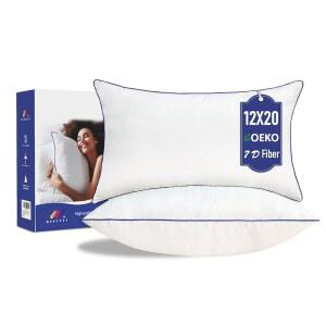 Wuyuef 12x20 베개 삽입물 세트 2u2013 소프트 요추 베개 삽입물, 직사각형 쿠션 삽입물, 저자극성 버진 마이크로파이버 충전물, 세탁기 사용 가능