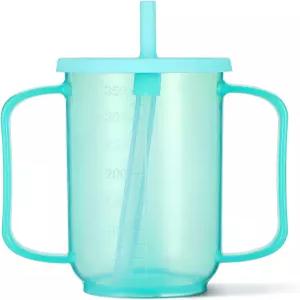 SEWACC 시피 컵 12온스 플라스틱 유출 방지 손잡이 2개 빨대 및 뚜껑 포함