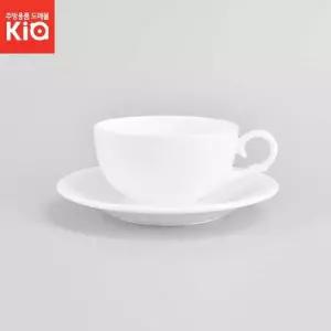 [셀러에이드]심플 화이트 도자기 커피잔 받침 세트 윈저커피받침 중 부부찻잔