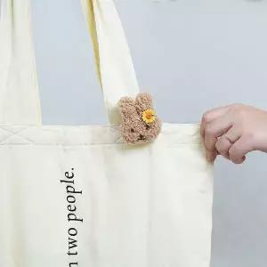 토끼인형뱃지 털실브로치 브롯지 귀여운 라이트브라운