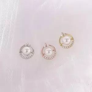 시후주얼리 시뮬럿다이아 6mm 진주귀걸이 원프레임 웨딩 EC391E