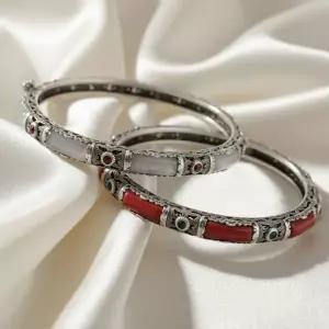 보헤미안 빈티지 백옥 실버925 커넬리언 원석 뱅글 팔찌