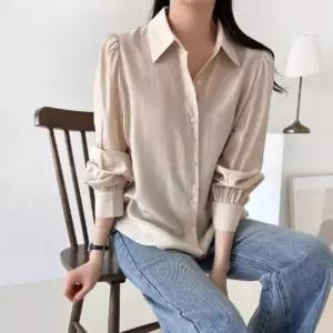 [다잇템] 여성 폴리에스터 레이온 빅사이즈 벌룬소매 셔츠