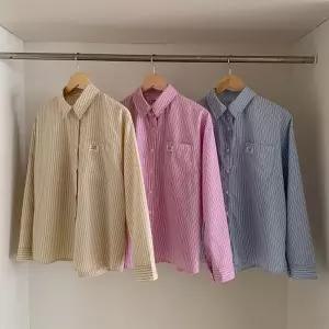 [다잇템] 여성 주머니 SS 노란 분홍 단가라 시즌 빅사이즈 블라우스