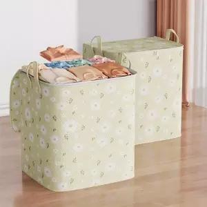 [2+2] 데이지꽃 대용량 리빙박스 패브릭 옷/이불정리함 100L