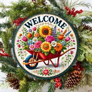 매력적인 웰컴 유니사이클 알루미늄 플 전원 꽃다발 벽장식 멀티 농가 침실용 주택 소박한 스타일