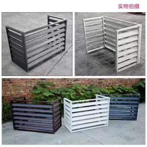 에어컨 실외기 커버 햇빛 발코니 3마리 갈색 덮개 우드