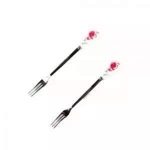 티포크 세트 2P 빨간장미 디저트포크 손님용