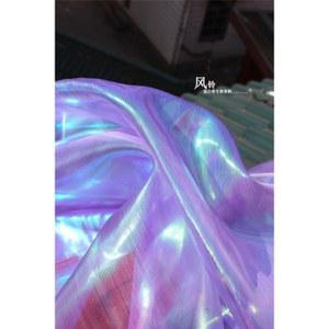 바이올렛 홀로그램 오간자 7컬러 드레스 웨딩 망사 그라데이션 시스루 디자이너 원단