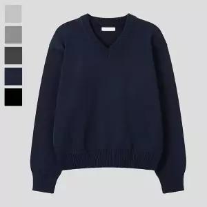 [리빌모아]남자 퓨어 브이넥 크롭 긴팔 니트티 RM-KN-Q070-네이비