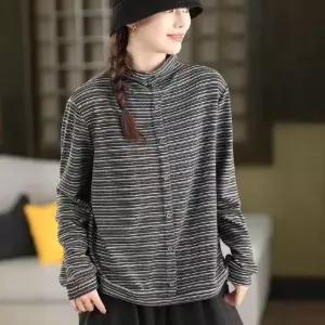 맨투맨 스트라이프 포켓 반폴라 풀오버 여성용 가을 원픽3