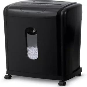 가정용 저소음 48dB 종이 파쇄기 10장 마이크로 컷 P-5 고 CD/신용카드 7.9갤런 쓰레기통 블랙