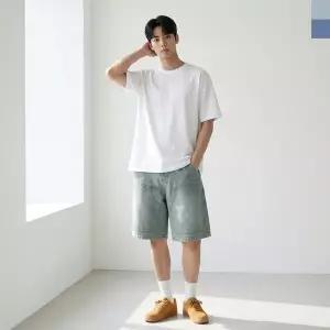 [리빌모아]남자 버뮤다 워싱 패치 밴딩 데님 반바지DJ JEH SACC2008M_P420810502