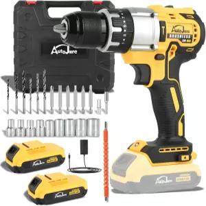 오토자레 1/2인치 무선 드릴 드라이버 2단 속도 모드 25+3 클러치 798인치 인-lbs 파워 24개 액세서리 2개