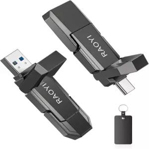 RAOYI 128GB USB C 외장 SSD 2-in-1 솔리드 스테이트 드라이브 최대 450MB/s 듀얼 3.2 Type-C 썸 휴대용