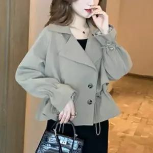 봄 가을 예쁜핏 여성 스트링 포인트 숏 트렌치 자켓 (HSJ-WE1A794)