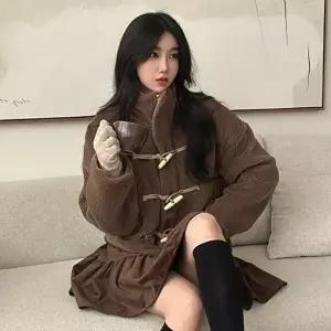 여성 떡볶이 단추 겨울 러블리 뽀글이 따듯 양털 자켓 (HSJ-WFG7D27)