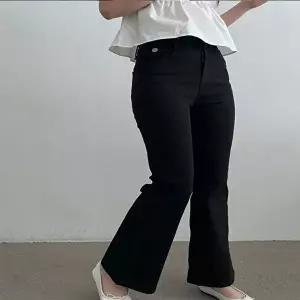 여자 세미 롱 부츠컷 골반청바지 블랙진 블랙 데님진 (HSJ-WF73C13)