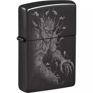 지포 루트 오브 올 이블 디자인 하이 폴리시 블랙 포켓 라이터