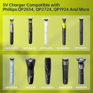 필립스 시리즈 2000/3000/5000/7000/9000용 C타입 면도기 충전 어댑터, 원블레이드 QP4631 QP4530 QP2724 Q