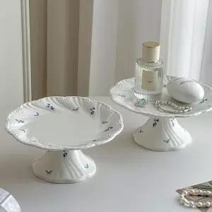 플라워 화이트 트레이 접시(1) A 케이크 받침대 스탠드 악세사리