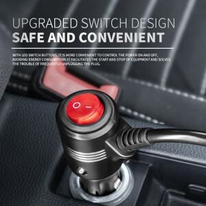 MIXSAS 차량용 시가 라이터 연장 케이블 LED 스위치 퓨즈 12V 24V 충전기 전원 어댑터 0.6/1.5/3/4/5M 방