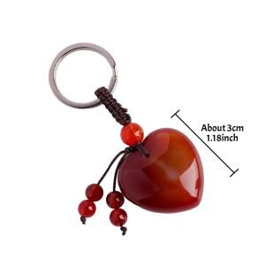 1PC 천연 크리스탈 스톤 자수정 로즈 쿼츠 하트 사랑 열쇠고리 보호 발렌타인데이 어머니날 선물