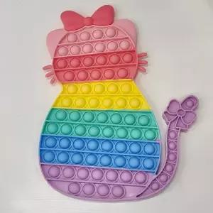 팝잇 푸쉬팝 팝잇 장난감 파스텔 레인보우 대형 리본 캣 고양이