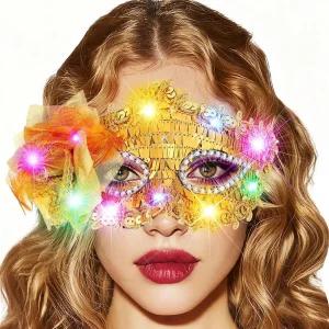 보디 라이트 업 가면 할로윈 블랙 베네치아 무도회 여성용 코스튬 마스크