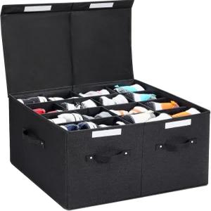 옷장용 신발 정리함 조절 가능한 칸막이가 있는 접이식 보관함 넓은 공간 절약 보관 용기 강화 손잡이가