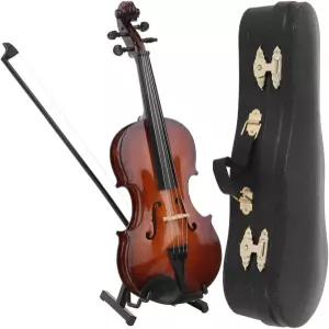 수제 나무 미니 바이올린 선물 상자가 있는 7.9인치 악기 모델 장식품 - 가정 장식용 작은 장난감