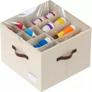 옷장용 신발 정리함 접이식 보관 용기 최대 16켤레 투명 커버와 강화 손잡이가 있는 대형 보관함 큐비