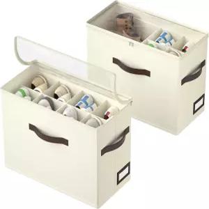 옷장용 OIAHOMY 2팩 신발 정리함 조절 가능한 칸막이가 있는 접이식 보관함 현관 침실용 스태커블 옥스포드