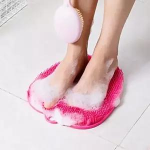 (색상 핑크)지압 발매트 손안대고 발씻기 욕실 풋브 러쉬 발브 발닦이 각질 제거 풋브러시 슬리퍼