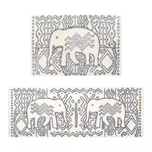 (선택 아이보리 45x65)베란다 주방바닥 발매트 현관러그 잉카코끼리 극세사 화장실발매트