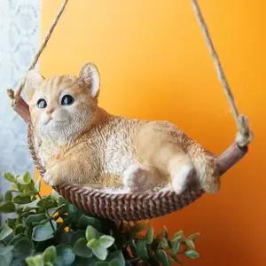 벽장식인형 휴식하는 해먹 고양이 행잉 장식인형 미니어처 1P