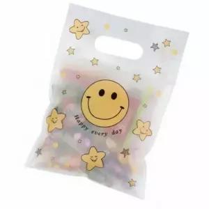 (사이즈 소)5월 어린이날 답례품 봉투 스마일 비닐백 100매 소형 간식 선물 포장지 교회 학원