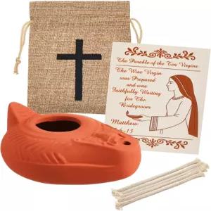 핑쿤 1세트 실내용 클레이 오일 램프 헤로디안 올리브 테라코타 성경 이스라엘 유대카/크리스천 하누카