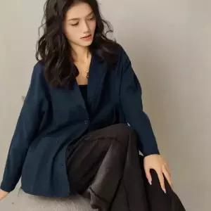 봄 여자 상의 리넨 아우터 자켓 솔리드 정장 직장 칼라 원픽1