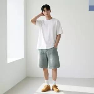 ACC 2008M 남자 워싱 패치 버뮤다 밴딩 데님 반바지