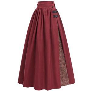 누오키 여성 르네상스 스커트 하이 로우 빅토리아 레드 포켓 에드워드