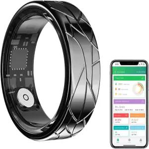 젠제논 피트니스 트래커 스마트 링 - 블랙 사이즈 7 스텝 카운터 심박수 혈중 산소 수면 iOS 및 Android와