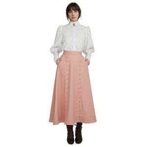 다이스벨라 르네상스 스커트 여성용 하이 웨이스트 핑크 러플 레트로 중세 맥시 버튼 코트