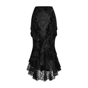 베르두사 여성 고트 고딕 레이스 피쉬테일 스커트 바디콘 롱 뱀파이어 러플