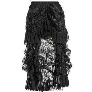 코스웨 여성 블랙 레이스 빅토리아 고딕 롱 파티용 맥시 스커트