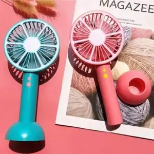 (색상 핑크)LED 휴대용 탁상용 3단 저소음 저전력 미니 선풍기
