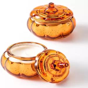 아로마테라피 명상 홈 데코를 위한 LPUSA 호박 캔들 라벤더 향의 천연 및 대두 왁스 머그 2개 세트