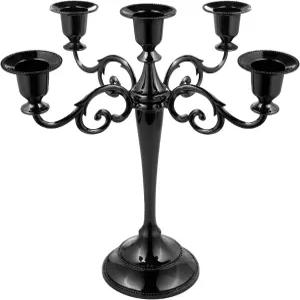 테이퍼 양초용 금속 캔델라브라 홀더 5개의 팔 블랙 10.24인치 높이 크리스마스 할로윈 웨딩 테이블 중앙